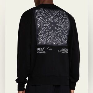 NWT AMIRI Crewneck Sweatshirt Large Black Bandana Silk Appliqué